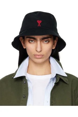 Ami Black Cotton Ami de Coeur Embroidery Bucket Hat