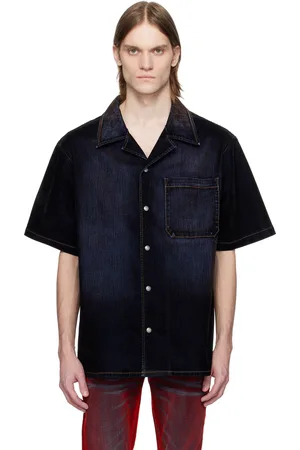 Cout de la Liberte Navy Robbie Stretch Suede Denim Shirt