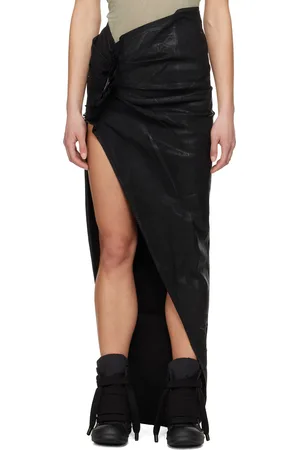 Rick Owens Black Hollywood Soft Edfu Denim Maxi Skirt