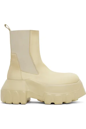 Rick Owens Beige Hollywood Beatle Mega Tractor Chelsea Boots