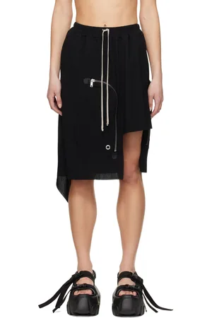 Rick Owens Black Hollywood Dracca Midi Skirt