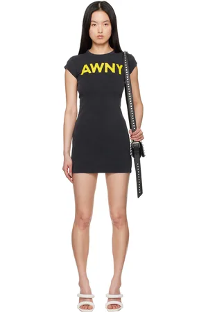 Alexander Wang Black Graphic Logo Minidress
