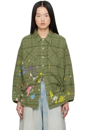 R13 Green Drop Neck Work Shirt