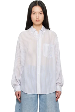 Alexander Wang Blue Oversize Silk Chiffon Shirt
