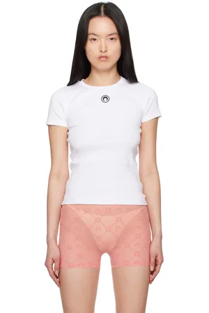 Marine Serre White Moon Logo Jersey Baby Fit T-shirt