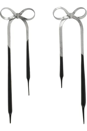 OTTOLINGER Silver & Black Laced Bow Earrings