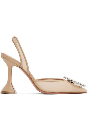 Amina Muaddi Beige Begum Mesh Sling 95 Heels