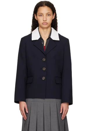 Shushu/Tong Navy Color Blocking Lapel Blazer