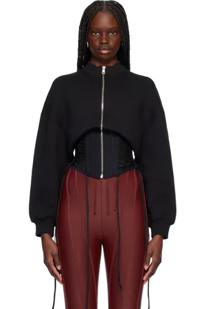 MUGLER Black Laced Corset Track Jacket