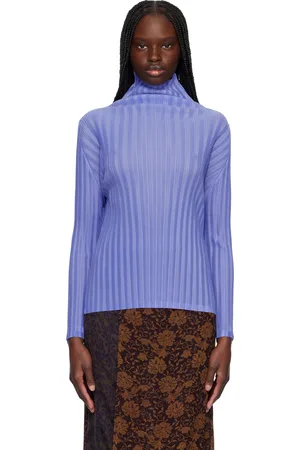 PLEATS PLEASE ISSEY MIYAKE Blue Rib Pleats February Turtleneck