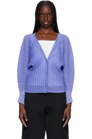 PLEATS PLEASE ISSEY MIYAKE Blue Rib Pleats February Cardigan