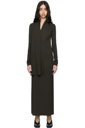 Totême Brown Overlapped Jersey Midi Dress