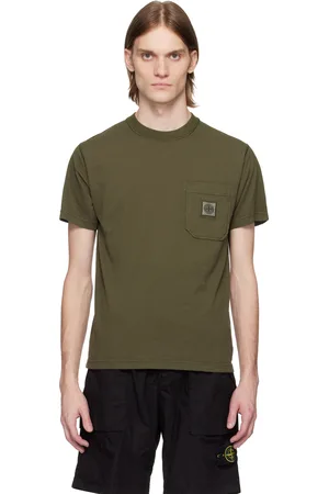 Stone Island Khaki Organic Cotton Jersey Fissato Effect T-shirt