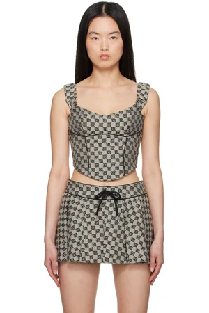 MISBHV Gray Monogram Canvas Corset Top