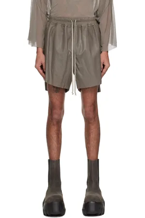 Rick Owens Gray Hollywood Boxers Leather Shorts