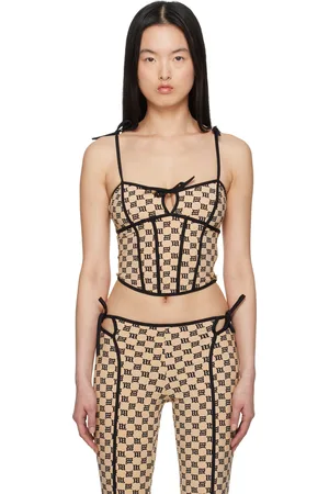 MISBHV Beige Monogram Coquette Corset Top