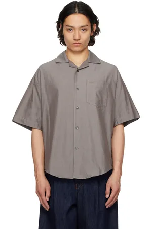 Ami Gray Cotton Short Sleeve Boxy Shirt