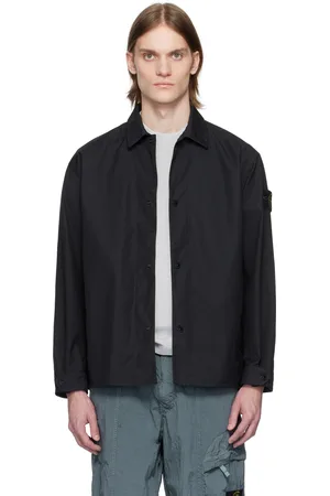 Stone Island Black Supima Cotton Canvas Non-Aqueous Dyeing Overshirt