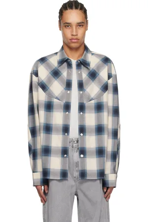 WOOYOUNGMI Blue Western Check Shirt