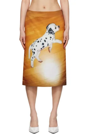 ASHLEY WILLIAMS Yellow & Black Printed Midi Skirt