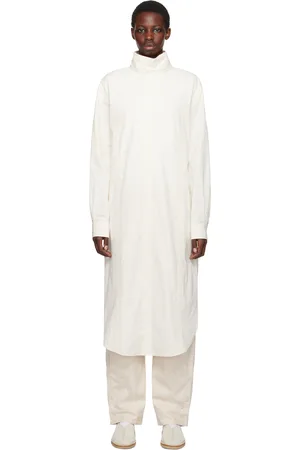 Lauren Manoogian Off-White Soft Collar Shirt Midi Dress