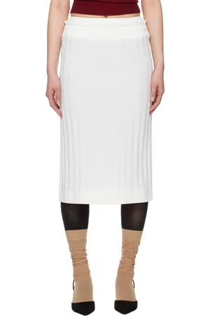 Shushu/Tong White Waist Lace Midi Skirt