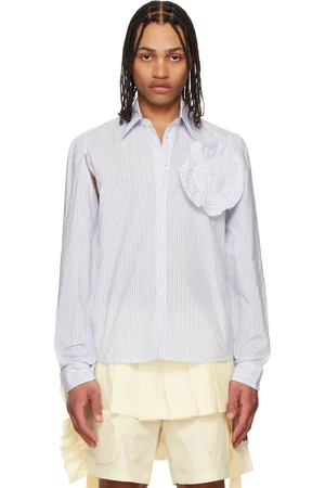 WALTER VAN BEIRENDONCK Blue & Off-White Flower Shirt