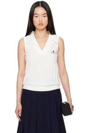 Shushu/Tong White Striped Knit Sleeveless Top
