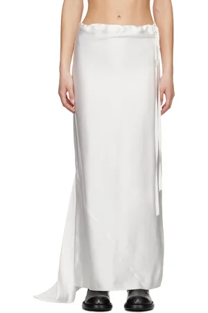 ANN DEMEULEMEESTER White Eveline Long Bias Maxi Skirt