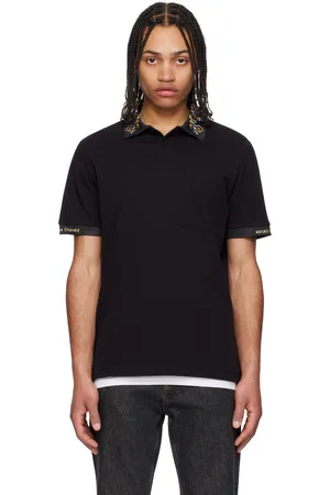 VERSACE Black Baroque Collar Polo