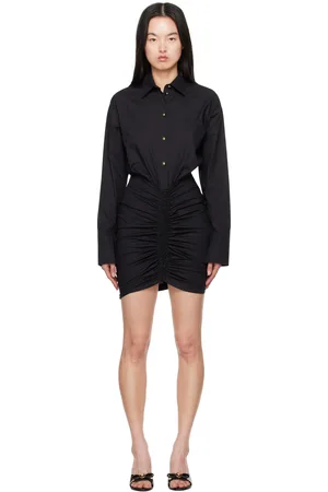VERSACE Black Ruched Shirt Minidress