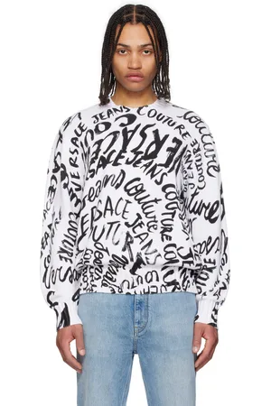 VERSACE White Logo Pattern Sweater