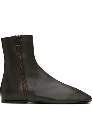 DRIES VAN NOTEN Brown Leather Sock Boots