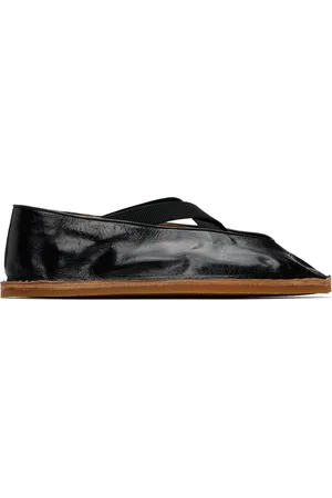 DRIES VAN NOTEN Black Crinkled Leather Loafers