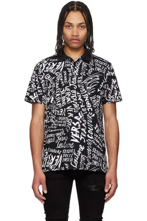 VERSACE Black Logo Pattern Polo