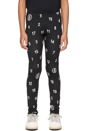 Maison Margiela Kids Black All Over Numeric Print Leggings