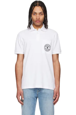 VERSACE White Embroidered Logo Polo