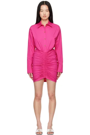 VERSACE Pink Ruched Shirt Minidress