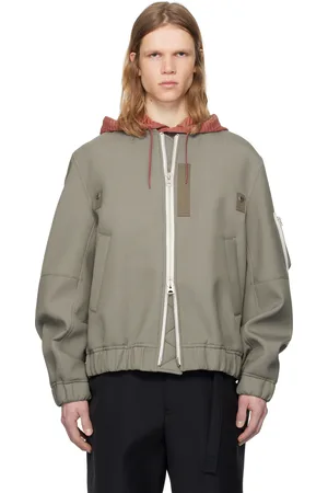 SACAI Taupe Suiting Bonding Bomber Jacket