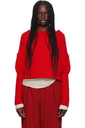 YOHJI YAMAMOTO Red R-Cap Sleeve Sweater