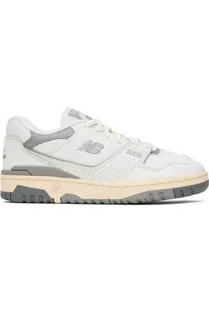 New Balance White & Gray 550 Sneakers