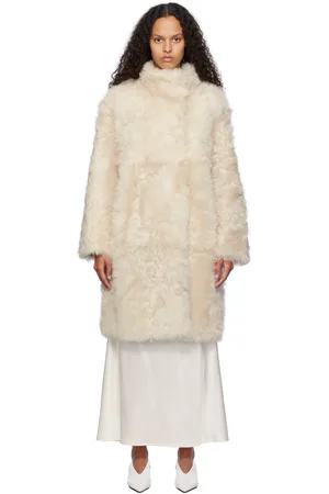 YVES SALOMON Off-White Toscana Folk Reversible Shearling Jacket