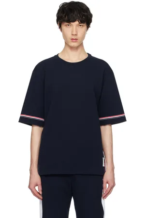 Thom Browne Navy Cotton Rugby Short Sleeve T-shirt