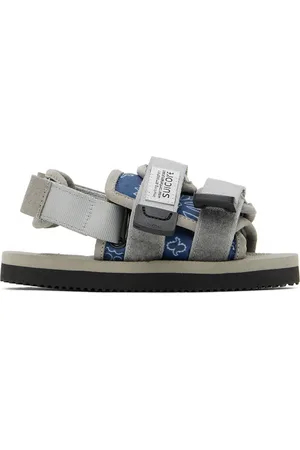 SUICOKE Kids Navy & Gray Moto Sandals