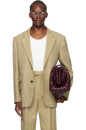 Bottega Veneta Beige Distorted Prince Of Wales Blazer