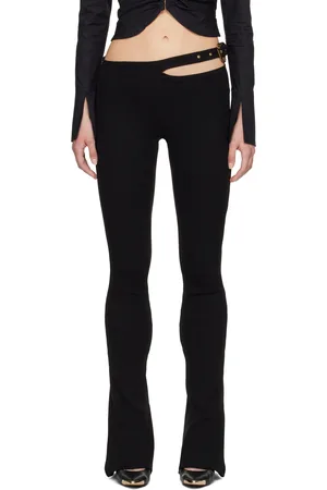 VERSACE Black Belted Flared Leggings