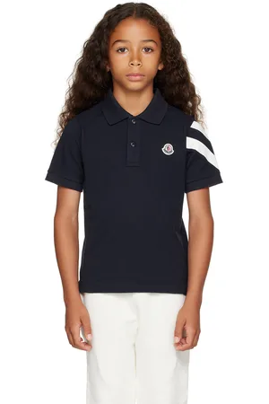 Moncler Big Kids Navy Logo Patch Polo