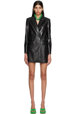 Msgm Black Wrap Leather Minidress