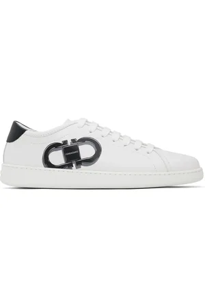 Salvatore Ferragamo White Double Gancini Sneakers