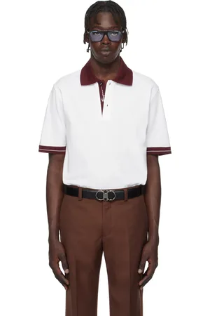 Salvatore Ferragamo White Color Block Polo